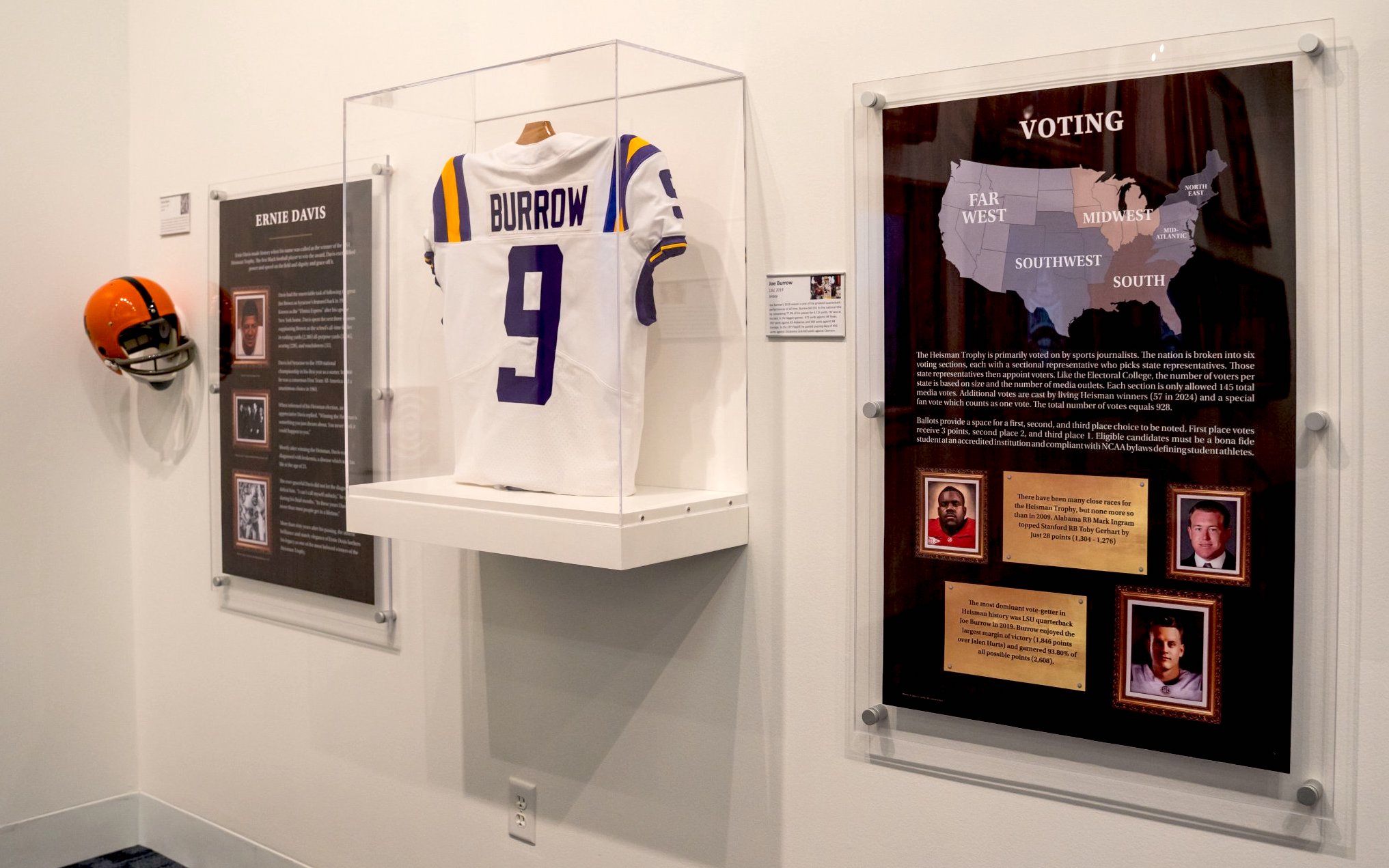 Joe Burrow display in the Heisman exhibit at the College Football Hall of Fame