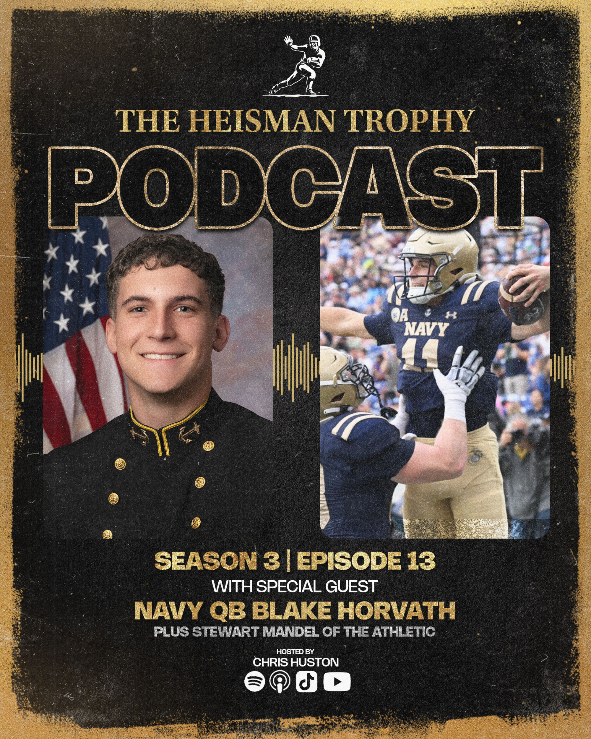 Navy QB Blake Horvath Heisman Podcast graphic
